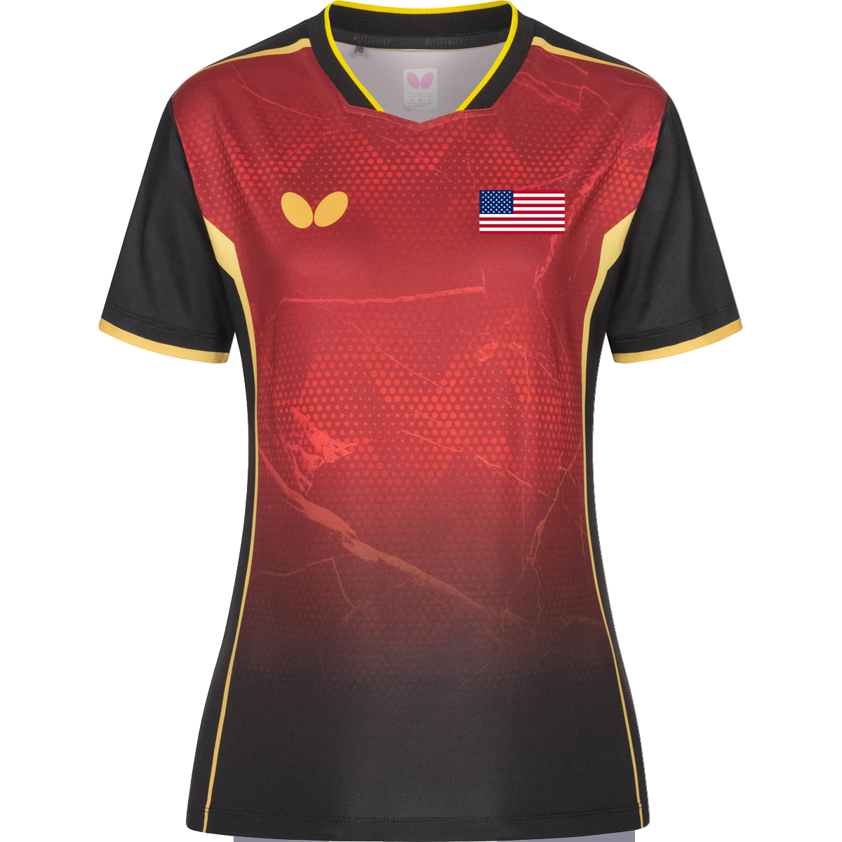 Butterfly Table Tennis 2024 Team USA Lady Shirt - Red - Front